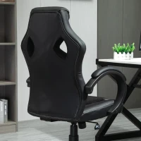 HOMCOM Racing Gaming Chair Office Chair Computer Desk Gamer Chair with Swivel Wheels, Padded Headrest, Tilt Function, Black(m-10)