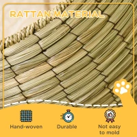 PawHut Handwoven Elevated Cat Bed with Soft Cushion & Cat Egg Chair Shape, Cat Basket Bed Kitty House with Stand, Raised Wicker Cat Bed for Indoor Cats, 23.5" H, Yellow(m-5)