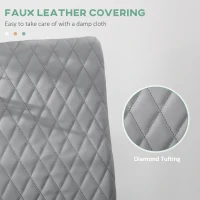 HOMCOM Kitchen Chairs Set of 4, Dining Chairs w/ Faux Leather Upholstery and Steel Legs for Living Room, Dining Room, Grey(m-6)