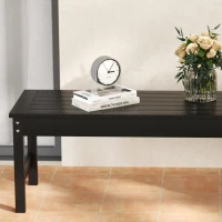 Outsunny 47" Outdoor Bench Seat, HDPE All-Weather Garden Bench, Backless Slatted Patio Bench for Yard, Porch, Park, Black(m-8)