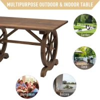 Outsunny Outdoor Garden Coffee Table Patio Display Desk Natural Fir Wood Water-Resistant(m-6)
