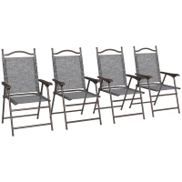 Outsunny 4 Pieces Folding Patio Camping Chairs Set, Sports Chairs for Adults with Armrest, Mesh Fabric Seat for Lawn(m-11)