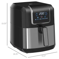 HOMCOM Air Fryer, 1700W 6.9 Quart Air Fryers Oven with Digital Display, 360° Air Circulation, Adjustable Temperature, Timer and Nonstick Basket for Oil Less or Low Fat Cooking, Black(m-3)