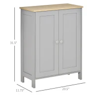 HOMCOM Buffet Cabinet with Storage, Modern Bathroom Floor Cabinet, Sideboard Buffet with 2 Adjustable Shelves and 2 Doors for Kitchen, Living Room, Dining Room, Gray(m-3)