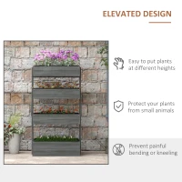Outsunny Outdoor Wooden Vertical Garden Planter, 4 Tier Planter Box, Self-Draining for Flowers, Vegetables, Herbs, Gray(m-5)