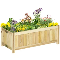 Outsunny Foldable Elevated Planter Box, Wooden Raised Garden Bed for Backyard, Patio to Grow Vegetables, Herbs, Flowers, Natural(m-2)