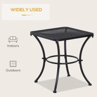 Outsunny 18"x18"x20" Square Garden Metal Bistro Table Outdoor Patio Coffee Side Desk, Black(m-6)