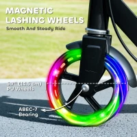 Qaba Scooter for Kids Ages 3-8 with Light Up Wheels, Adjustable Handlebar, Rear Brake & Handbrake for Girls and Boys, Black(m-5)