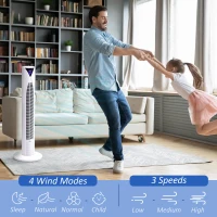 HOMCOM 38 Inch Tower Fan for Bedroom Cooling, 70°Oscillating Fan with 3 Speeds, 12H Timer, and Remote Control, Standing Floor Fan for Home Office, White(m-4)