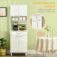 HOMCOM 71"H Freestanding Kitchen Pantry, Buffet Cabinet with Hutch, Storage Cabinet with Drawer, Doors and Microwave Stand, White(m-6)