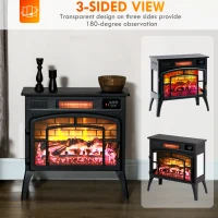 HOMCOM Electric Fireplace Stove, Infrared Fireplace Heater with Realistic Flame & Adjustable Temperature, 1500W, Black(m-5)