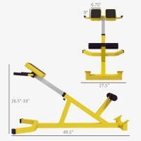 Soozier Roman Chair Back Extension Machine, Height Adjustable Hyperextension Bench with Dip Bars, Multi-Functional for Back, Core, Arms and Whole-Body Training, Yellow(m-3)