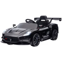 Qaba Maserati GT2 Licensed Ride On Car, 12V 3MPH Battery Powered Electric Car w/ Shock-Absorbers, Auxiliary Wheels, Black(m-1)