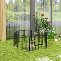 PawHut Dog Fence Outdoor 6 Panels 24" Height Indoor Steel Pet Exercise Pen DIY Design for Small Dogs(m-8)