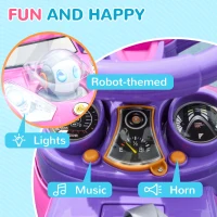 Qaba 3 in 1 Push Car Sliding Car with Removable Handle, Music, Horn, Canopy, Safety Guardrail, Pink(m-7)