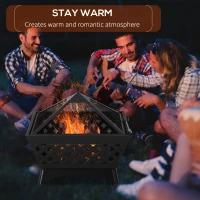Outsunny 26 Inch Outdoor Fire Pits, Bonfire Wood Burning Firepit Bowl, Camping Fire Pit with Spark Screen Cover, Poker for Patio, or Backyard, Black(m-4)