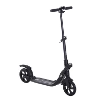 Soozier Foldable Kick Scooter with Adjustable Handlebar, Rear Brake, Dual Shock-Absorbing and Large Solid PU Tires Aluminum Frame for 14 Years Old and Up Teens Adult, Black(m-11)