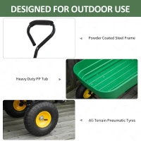Outsunny Garden Dump Cart Heavy Duty 440lbs Wagon with Steel Frame and 12" Pneumatic Tires, Green(m-5)