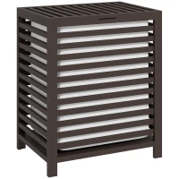 HOMCOM 55 L Bamboo Laundry Basket with Lid, Cloth Hamper with Removable Liner Bag, 19.75 x 14.25 x 23.5 Inches, Coffee(m-11)