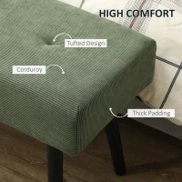HOMCOM 39" Upholstered Ottoman Bench, Corduroy Entryway Bedroom Bench with Padded Seat and Steel Legs for Bedroom, Green(m-4)