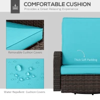 Outsunny Wicker Swivel Chair w/ Cushion, Patio Recliner Chair, Turquoise(m-6)