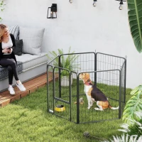 PawHut 6 Panels Heavy Duty Dog Playpen Outdoor Indoor with Door & Strap, 31.5" Height Portable & Foldable Pet Playpen(m-1)