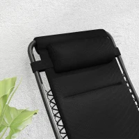Outsunny Zero Gravity Lounge Chair Set, 2 Pieces Reclining Folding Outdoor Lounge Chairs with Headrest Side Tray, Black(m-8)