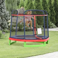 Outsunny 84.75" Kids Trampoline 7 FT Indoor Outdoor Trampolines with Safety Net Enclosure Built-in Zipper Padded Covering, for Boys and Girls, Red(m-1)