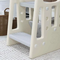 Qaba Kids Step Stool Adjustable Standing Platform Cream White(m-9)