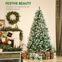 HOMCOM 6ft Snow Flocked Artificial Christmas Tree, Unlit Full Fir Tree with Automatic Open, 800 Realistic Branches and 61 Pine Cones(m-4)