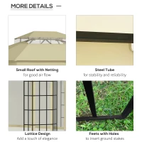 Outsunny 12'x10' Soft-top Patio Gazebo Canopy Steel Gazebo with Double Vented Roof, Mosquito Netting, Beige(m-5)