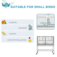 PawHut Large Double Rolling Metal Bird Cage Bird House w/ Removable Tray Storage Shelf(m-5)