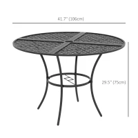 Outsunny 42" Round Outdoor Dining Table for 4 Persons, Metal Patio Dining Table with Umbrella Hole for Backyard, Lawn, Balcony(m-3)