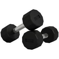 Soozier 2 x 10lbs Dumbbells Set with Non-Slip Grip, Rubber Covered Weights for Men Women Home Gym Workout(m-2)
