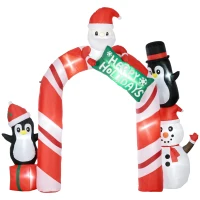HOMCOM Large 10ft Christmas Inflatable Archway with Santa Claus and Penguin for Outdoor, Blow Up Decoration with LED Lights(m-1)