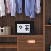 HOMCOM Small Steel Digital Electronic Safe Box Wall Mount Security Case Cabinet Keypad Lock Home Office Hotel Gun Cash Jewellery Black(m-8)