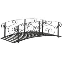 Outsunny 6FT Steel Garden Bridge with Safety Siderails, Decorative Arc Landscaping Bridge for Backyard Creek Stream Pond, Black(m-2)