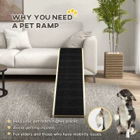 PawHut Pet Ramp Bed Steps for Dogs Cats Non-slip Carpet 74"L x 16"W x 25"H Natural(m-5)