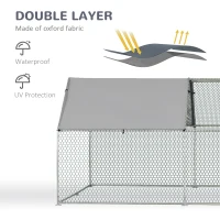 PawHut 18.7' Chicken Coop Galvanized Hen House Poultry Cage Outdoor Enclosure w/ UV-Protection Water-Resist Cover(m-4)