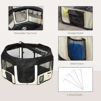 PawHut 49.2-inch Soft Pet Playpen Folding Dog Pen Outdoor with Bag(m-5)