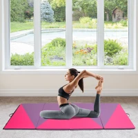 Soozier 4'x10'x2" Folding Gymnastics Tumbling Mat, Exercise Mat  with Carrying Handles for Yoga, MMA, Martial Arts, Stretching, Core Workouts, Pink and Purple(m-8)