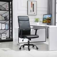 Vinsetto Office Chair High Back Height Adjustable Rolling Swivel Chair with Rocking Function Faux Leather Computer Desk , Black(m-8)