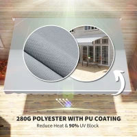 Outsunny 12' x 10' Retractable Awning Patio UV Resistant Fabric and Aluminum Frame for Deck, Balcony, Yard, Grey(m-5)