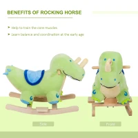 Qaba Kids Plush Ride-On Rocking Horse Toy Dinosaur Ride on Rocker Green with Realistic Sounds(m-6)