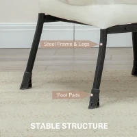 HOMCOM Modern Accent Chair, Armchair with Side Pockets and Solid Steel Legs, Comfy Reading Chair for Living Room, Cream White(m-6)