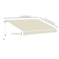 Outsunny 10' x 8' Retractable Awning Fabric Replacement Outdoor Sunshade Canopy Awning Cover, UV Protection, Cream White(m-3)