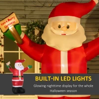 Outsunny 8ft Inflatable Christmas Santa Claus Holds Light Sign of Blessings, Blow-Up Outdoor LED Yard Display for Lawn Garden Party(m-4)