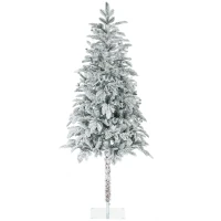 HOMCOM 6' Artificial Flocked Christmas Trees, with Snow Frosted Branches, Auto Open, Steel Base(m-11)