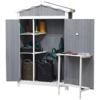 Outsunny 52'' x 20'' Wooden Garden Storage Shed with Foldable Workstation, Flower Stand and Asphalt Roof Multifunction, Sheds & Outdoor Storage Tool Organizer(m-11)