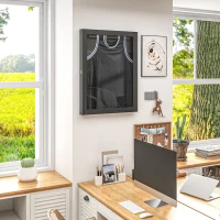 HOMCOM 28" x 35" UV-Resistant Sports Jersey Frame Display Case, Black(m-8)